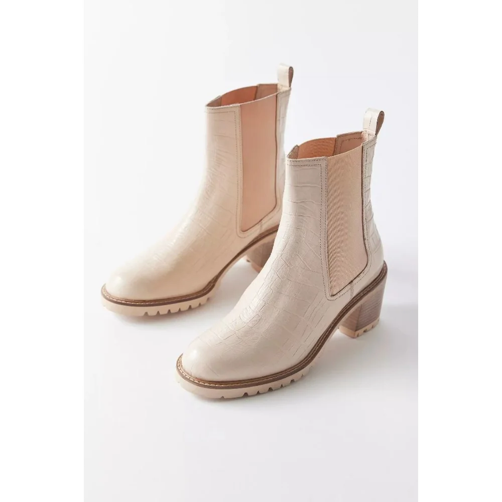Seychelles Far Fetched Alligator Print Cream Heeled Ankle Boots